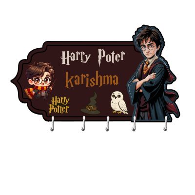 Wooden Wizard Theme Key Holder with 5 Hooks for Wall Decor in harry porter theme